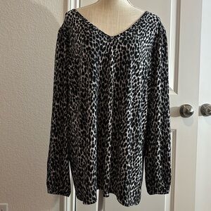 Torrid Black/white Cheetah Print Puff Long Sleeve Blouse Plus Size 3